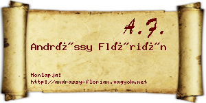 Andrássy Flórián névjegykártya